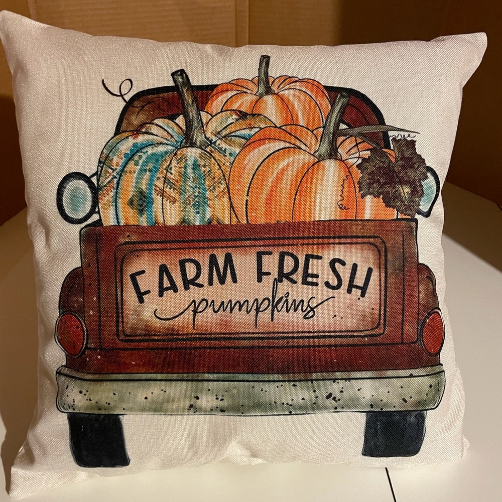 Pumpkin Truck Throw Pillow